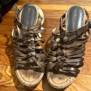 Wedge strapped sandals, size not list but last pic is vs. a 6 wedge may be 5 1/2